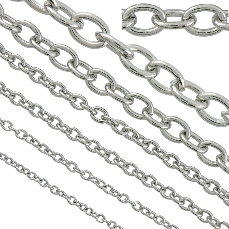 Coiris 33ft Stainless Steel Rolo Cable Chains Findings Fit for Jewelry Making &DIY (SC-1027-B) - Image 1